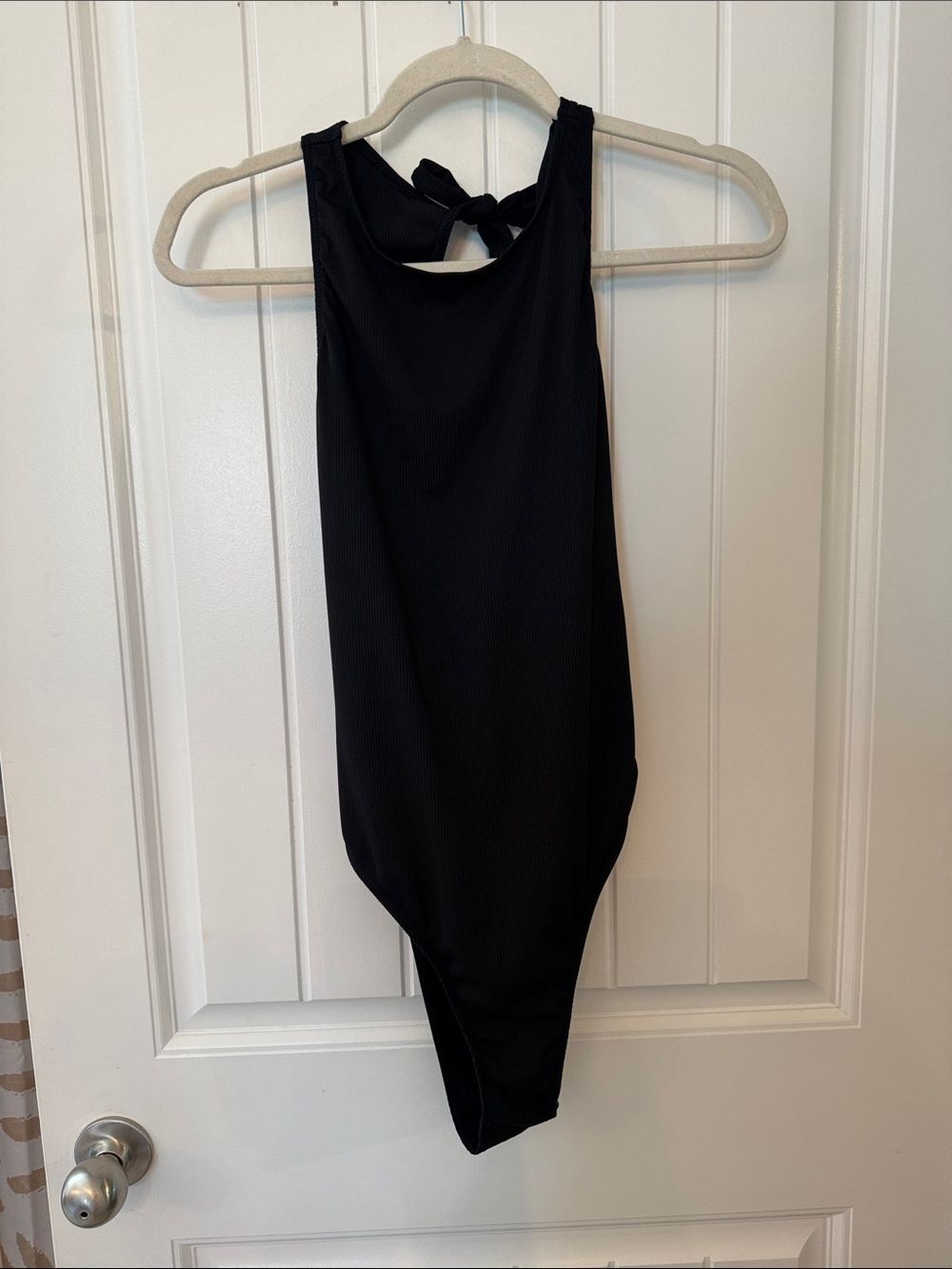 Black One-Piece Swimsuit with Halter Neck
